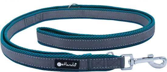 Dressuurlijn Outdoor petrol - verstelbare hondenlijn maat S - 230 cm x 1,5 cm