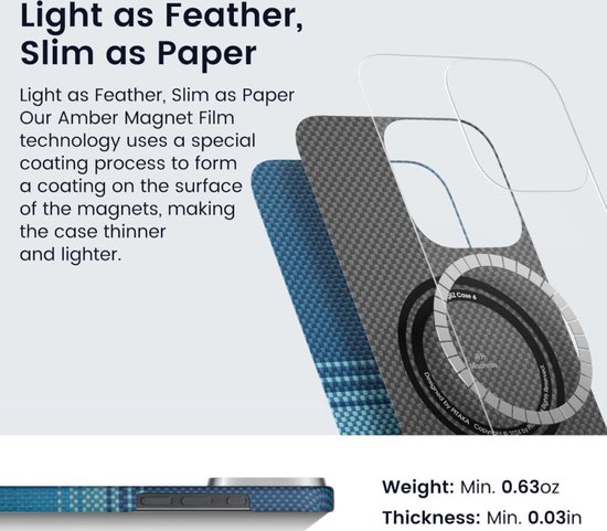 PITAKA Coque MagEZ 6 pour Apple iPhone 16 Pro - Compatible avec MagSafe - Coque arrière en fibres d'aramide 600D - Ultra fine - Moonrise