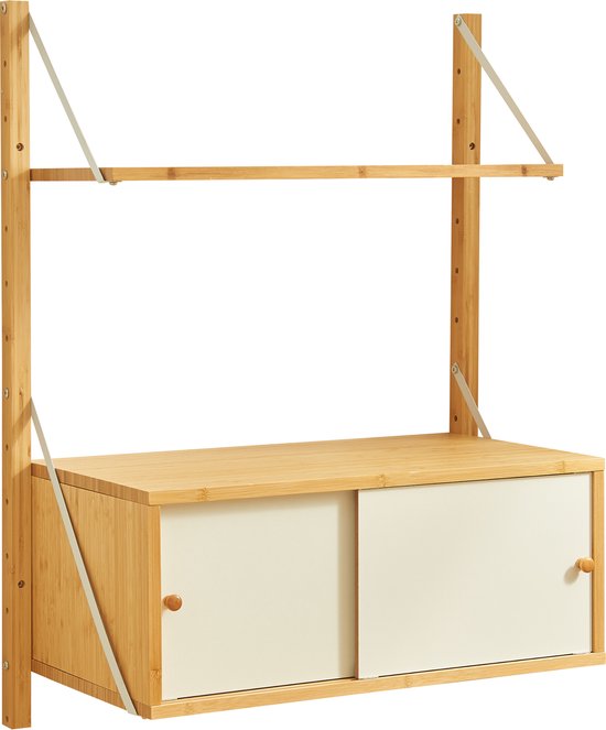en.casa] Wall rack kitchen rack Gol 50x15x30 cm bamboo