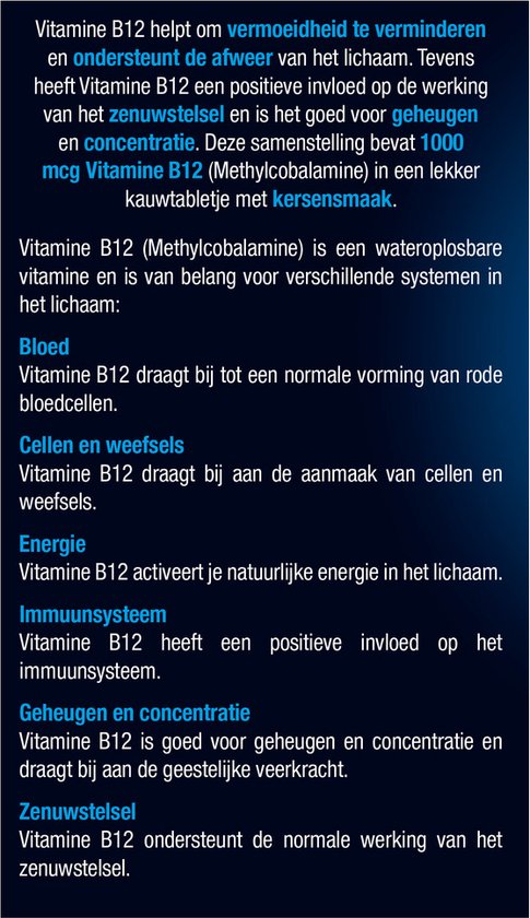 Lucovitaal Vitamine B12 1000 micogram Voedingssupplement - 60 kauwtabletten - Kersensmaak
