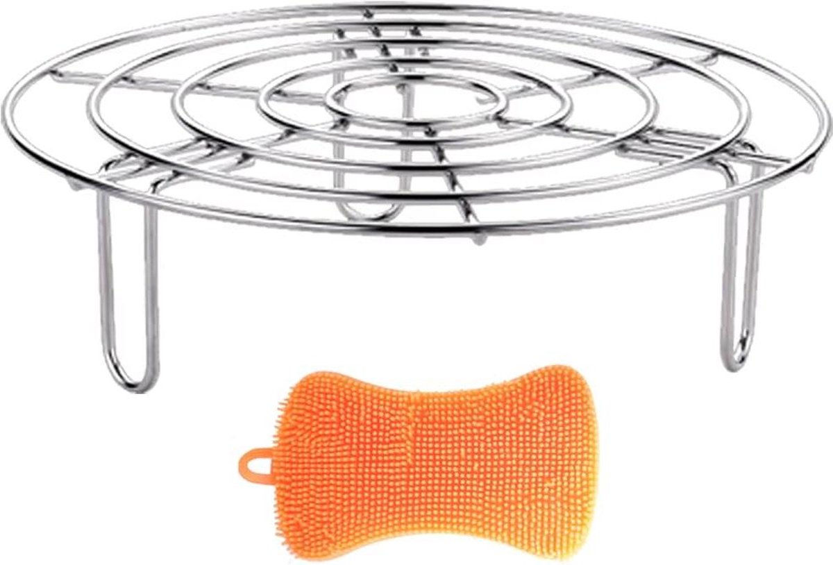 Kookstandaard Roestvrij Staal Insert Rack Rond Cake Rack Stoomboot Rack Steamer Rack voor Kookpotten Potten Cake Grid Koelrek voor Koken Roosteren Bakrooster Steamer Insert (195) bakrooster