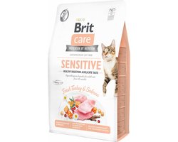 Brit Care Cat Grain-Free Sensitive - Kattenvoer (Droogvoer) - Kalkoen & Zalm - Gevoelige Maag - 8 kg (4x2kg)