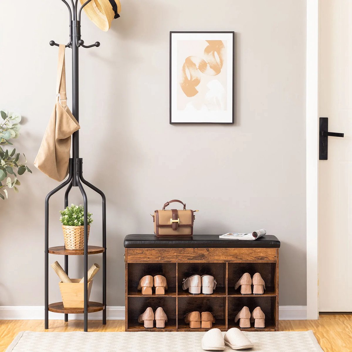 Vasagle Banc à chaussures - Banc - Étagère à chaussures - Espace de rangement sous