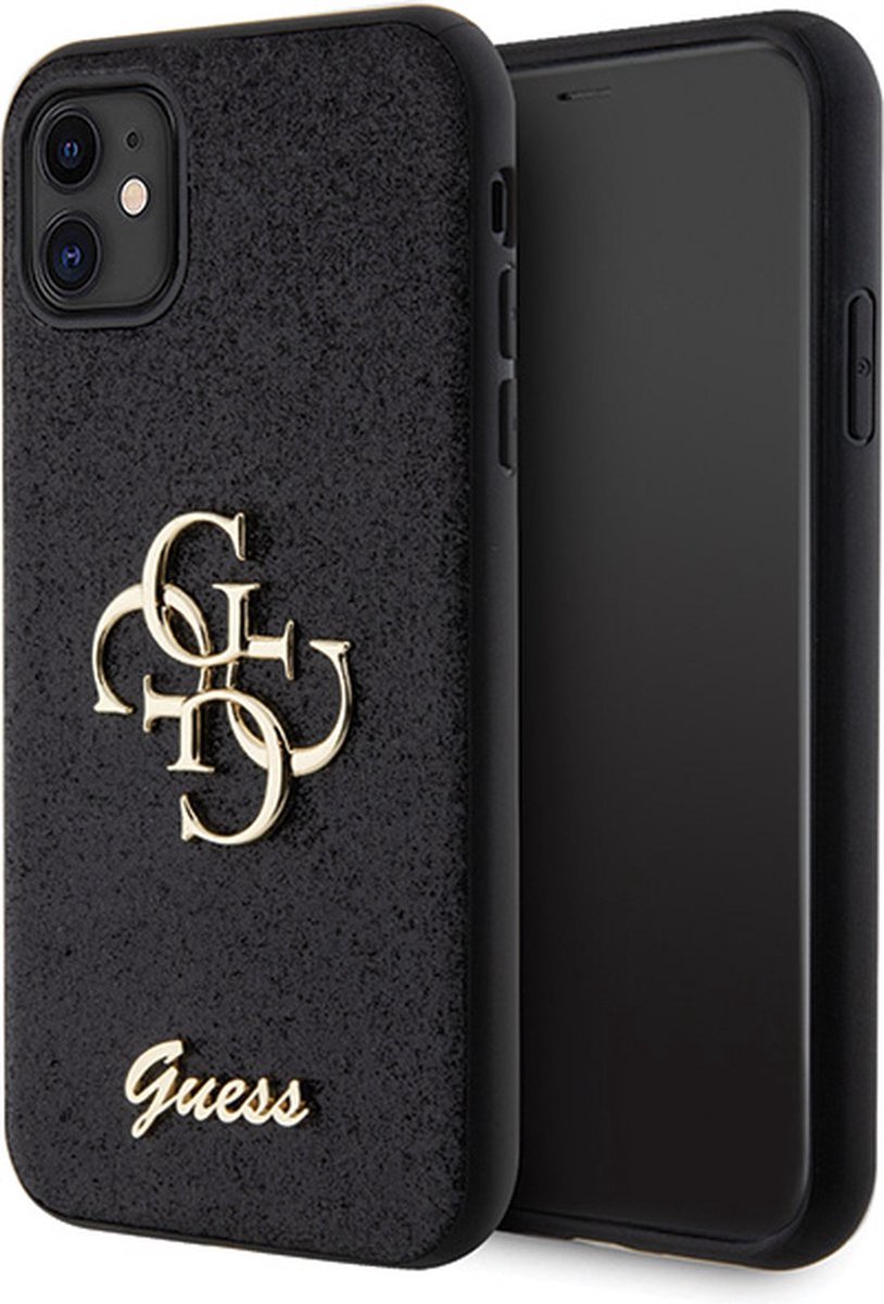 Guess Big 4G Glitter Case Zwart - iPhone 11/XR hoesje