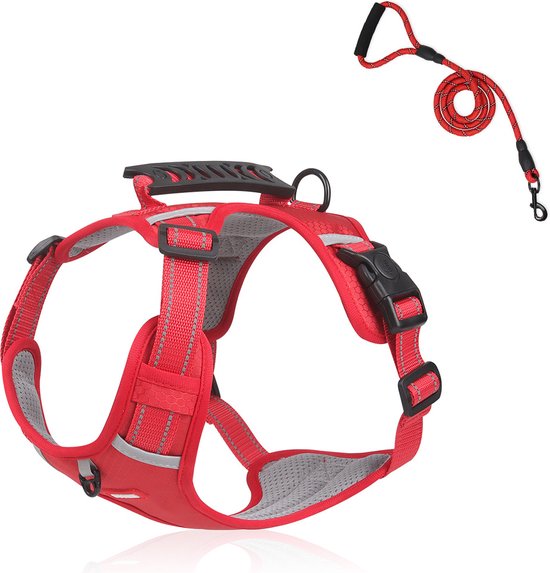 Harnas voor kleine en middelgrote honden, met 1,4m riem, reflecterend, Brethable, XS, blauw