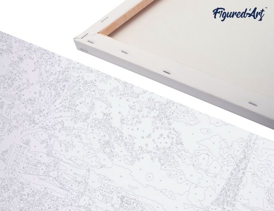 Figured' Art Peinture par numéros Adultes avec cadre – Renne moderne – Kit de peinture acrylique DIY complet – Toile 40 x 50 cm déjà encadrée