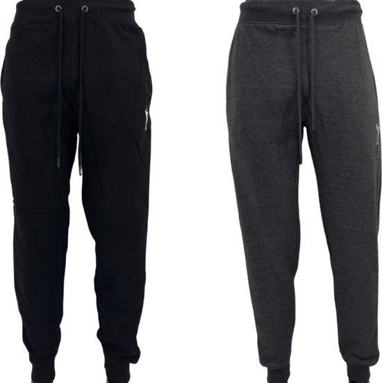 Hitman - 2-Pack - Joggingbroek Heren - Trainingsbroek Heren - Sportbroek Heren - Katoen- 1 x Zwart en 1 x Donker Grijs - Maat S