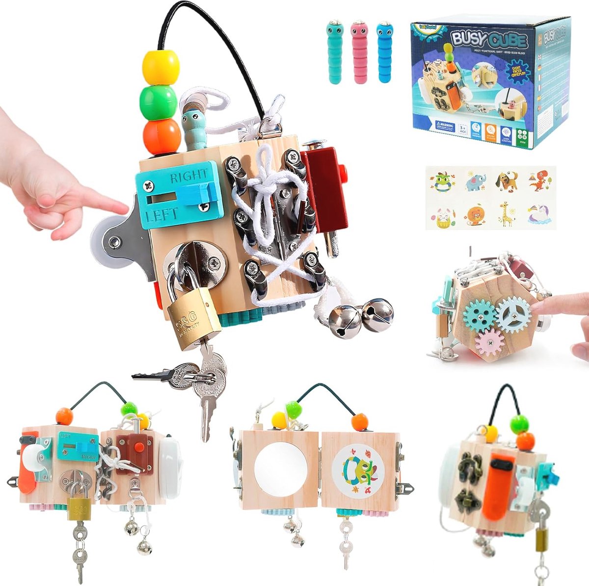 15-in-1 Activiteitenkubus voor Peuters - Educatief Houten Speelgoed en Fidget Cube