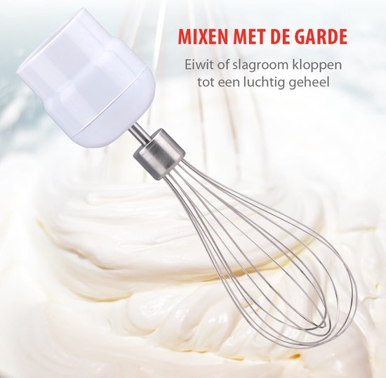 alpina Staafmixer Set - Handmixer met Hakmolen, Pureerstaf en Garde - Elektrische Mixer en Blender 400W - Wit van Merkloos — afbeelding 4