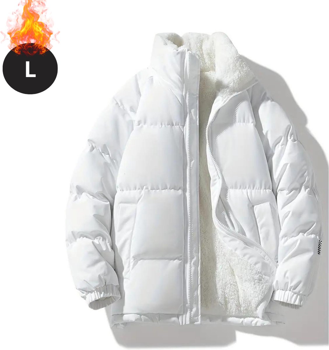 Bovista Winterjas Parka Heren Winter Pufferjas Volwassen Stijlvol Gewatteerde Jas Wit