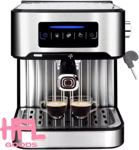HFL Goods Espresso Apparaat - LCD Touch Espresso Koffiezet Apparaat - Cappucino Melk - Stoom Apparaat - Geen Bonen