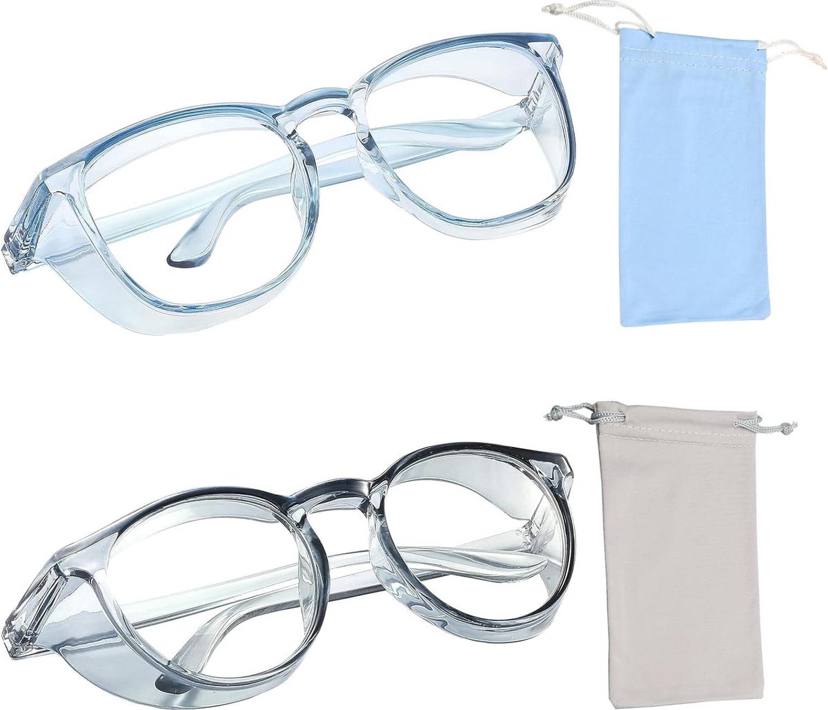 Veiligheidsbril anti-condens werkveiligheidsbril met opbergzakken - anti-blauw licht bril - stof/uv bescherming - voor vrouwen mannen laboratoriumwerk