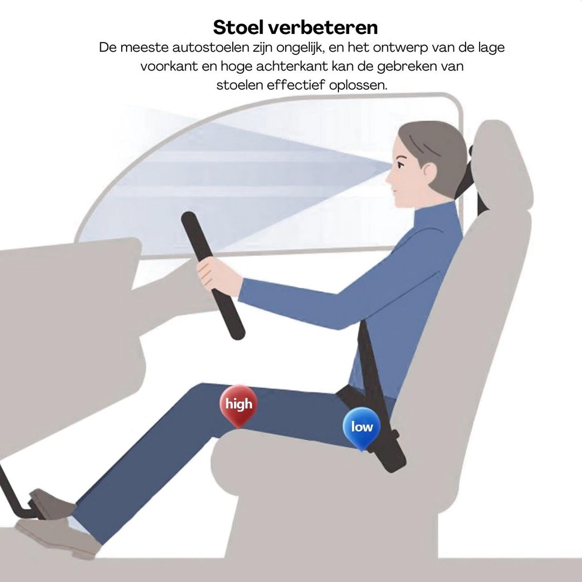 Stoelverhoger Voor Auto – Zitverhoger Met Verdikt Traagschuim – Autostoel Als Auto Accessories – Waterdicht – foto 7