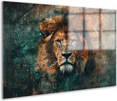 Leeuw schilderij op glas - Dieren schilderij - Glasschilderij Textuur - Klassiek schilderijen - Schilderij plexiglas - Schilderijen & posters acrylglas 75x50 cm