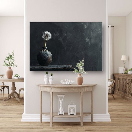 Tableaux sur verre représentant des pissenlits - Tableaux sur verre Bloem - Peintures sur vases - Peintures classiques - Peinture sur plexiglas - Décoration murale en verre acrylique 105 x 70 cm