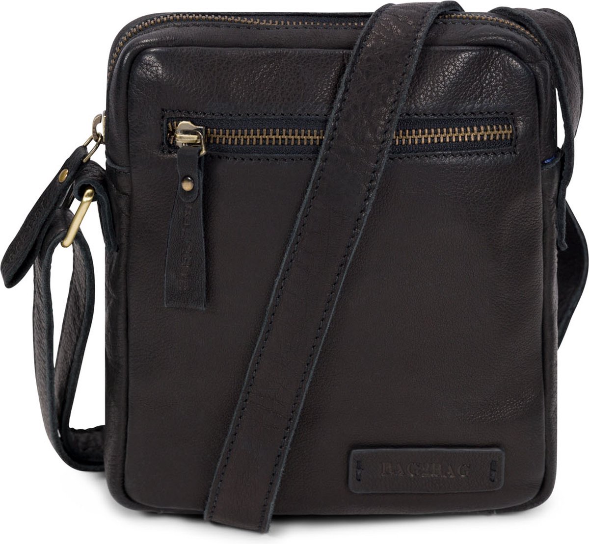Bag2Bag - Kisa - Kleine - Platte - Crossbodytas - Leer - Uniseks - Heren - Vrouwen - Black - Zwart