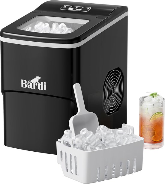 Bardi IJsblokjesmachine - 2 Liter - 12KG IJsblokjes in 24 uur - met IJsschep - Inclusief Luxe Thermosbeker en Ijsschep-Zwart van Bardi — afbeelding 5