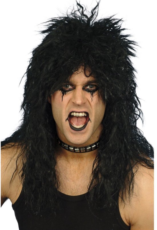 Verkleed pruik - rockers - zwart - herenpruik - rockerpruik - rockstar - Carnaval
