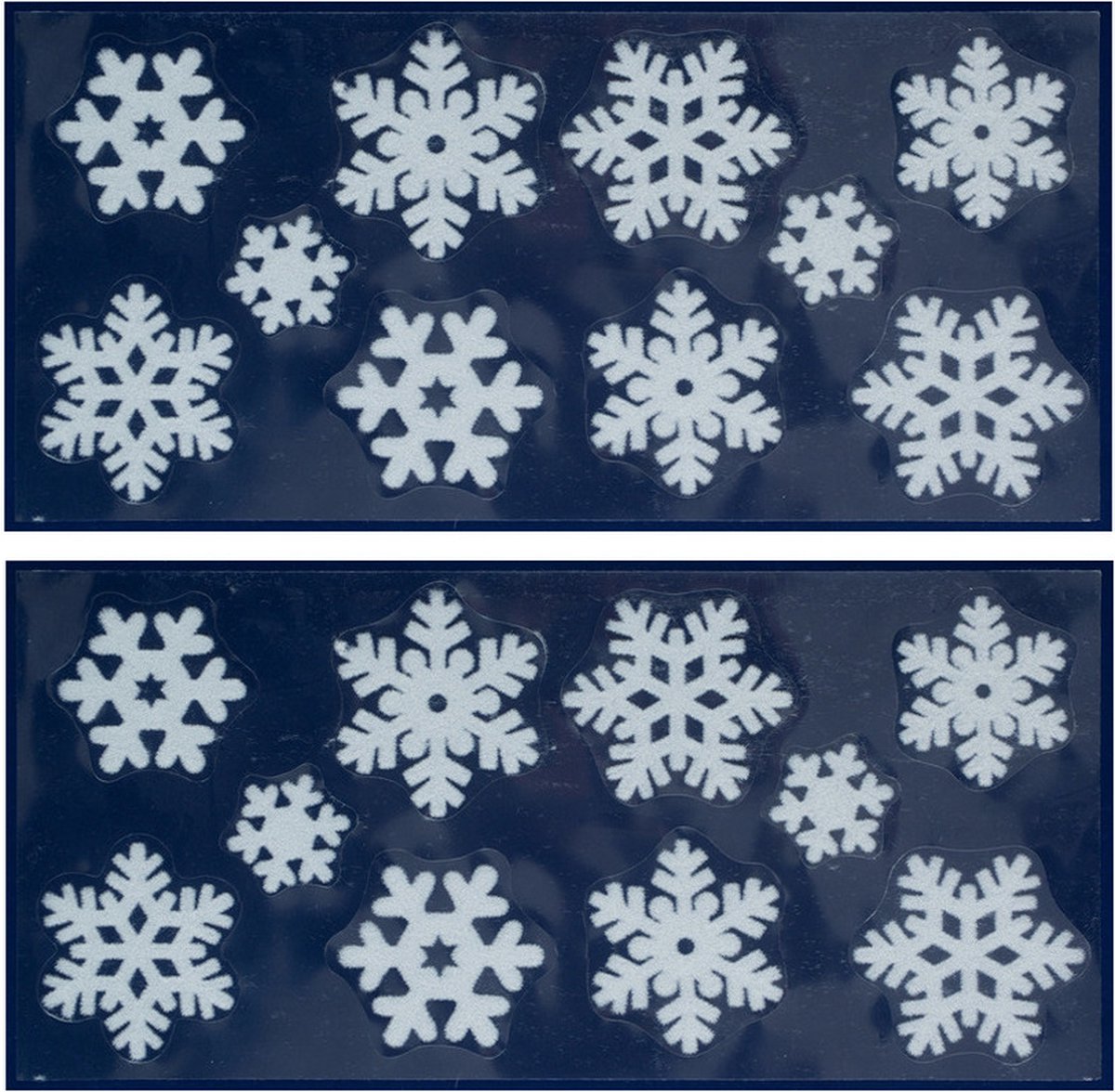 Peha Kerst raamstickers - 2x vel - sneeuwvlokken - wit - 23 x 49 cm - raamversiering