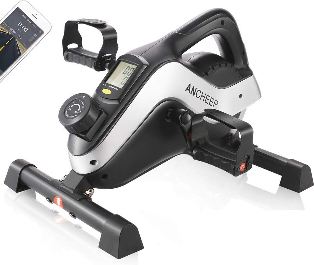 Mini Bike Heimtrainer en Pedaltrainer voor Thuis - Bewegingstrainer met LCD-Display, 8 Weerstandsniveaus en APP-Simulatiespel