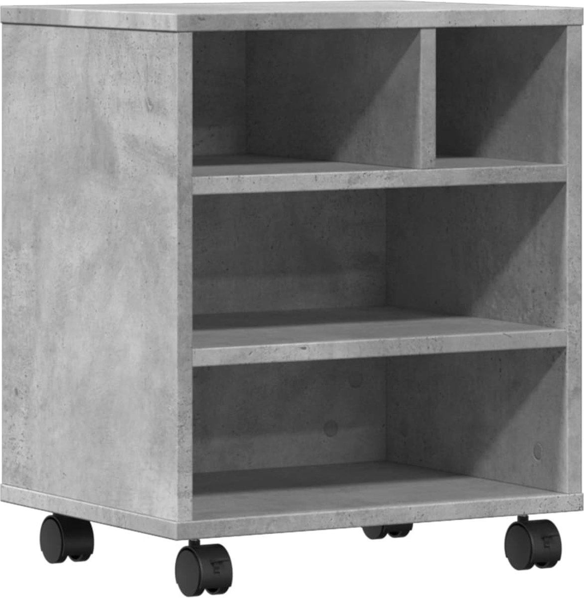 vidaXL Printerkastje - met - wielen - 41x32x48 - cm - betongrijs