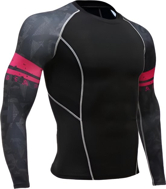 WoYoW® - Mannen Fleece Ski Thermisch T-shirt - Compressie - Winter Warm Kompres Lange Mouwen Top - Warmte - M - Wijn