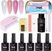 Nagelstad® BIAB Starter Pakket - Builder in a Bottle - BIAB Nagel Builder Gel - BIAB Nagellak Starterset - 4 Populairste Kleuren - HEMA & TPO Free - Inclusief Nagel Cleaner en LED Lamp