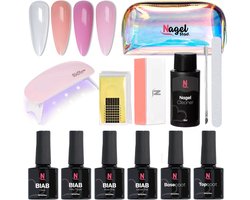 Nagelstad® BIAB Starter Pakket - Builder in a Bottle - BIAB Nagel Builder Gel - BIAB Nagellak Starterset - 4 Populairste Kleuren - HEMA & TPO Free - Inclusief Nagel Cleaner en LED Lamp