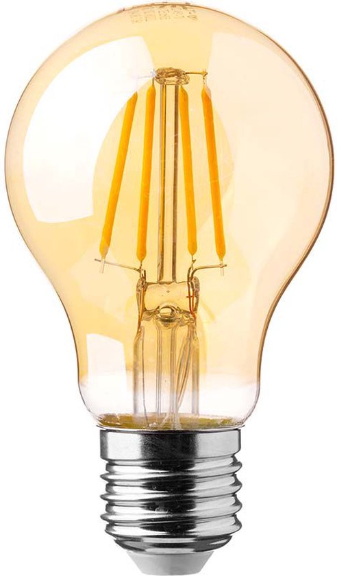 V-tac LED-Glühfadenlampe Gelb E27 12W – Dimmbar, 2200K Warmweiß, Retro-Design