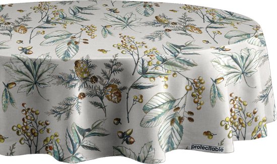 Nappe Ronde Automne Baies Sauvages et Feuilles Ø138cm - Nappe Lavable - Plastique