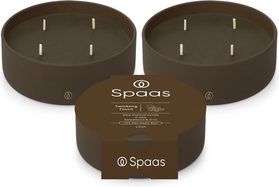 Spaas Glow Geurkaars 4-wiek - Twinkling Touch - Kaki - circa 20u - Ø13cm - 3 kaarsen