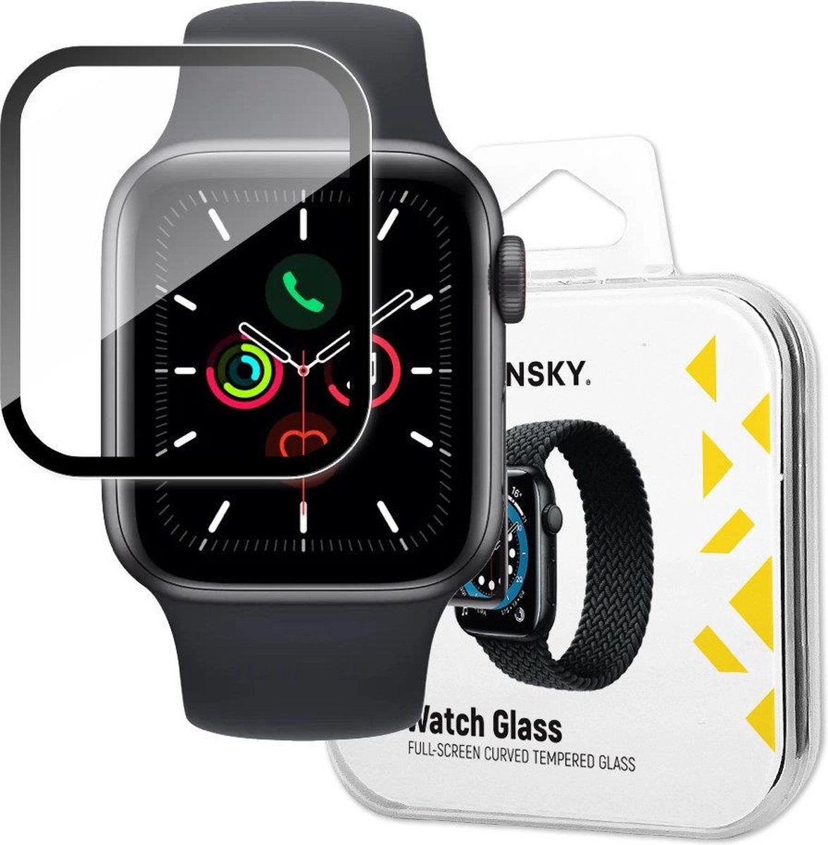 Wozinsky - Horlogeglas - hybride glas voor Apple Watch - 6 - 44mm / Horloge - 5 - 44mm / Horloge - 4 - 44mm / Horloge - SE - 44mm - zwart