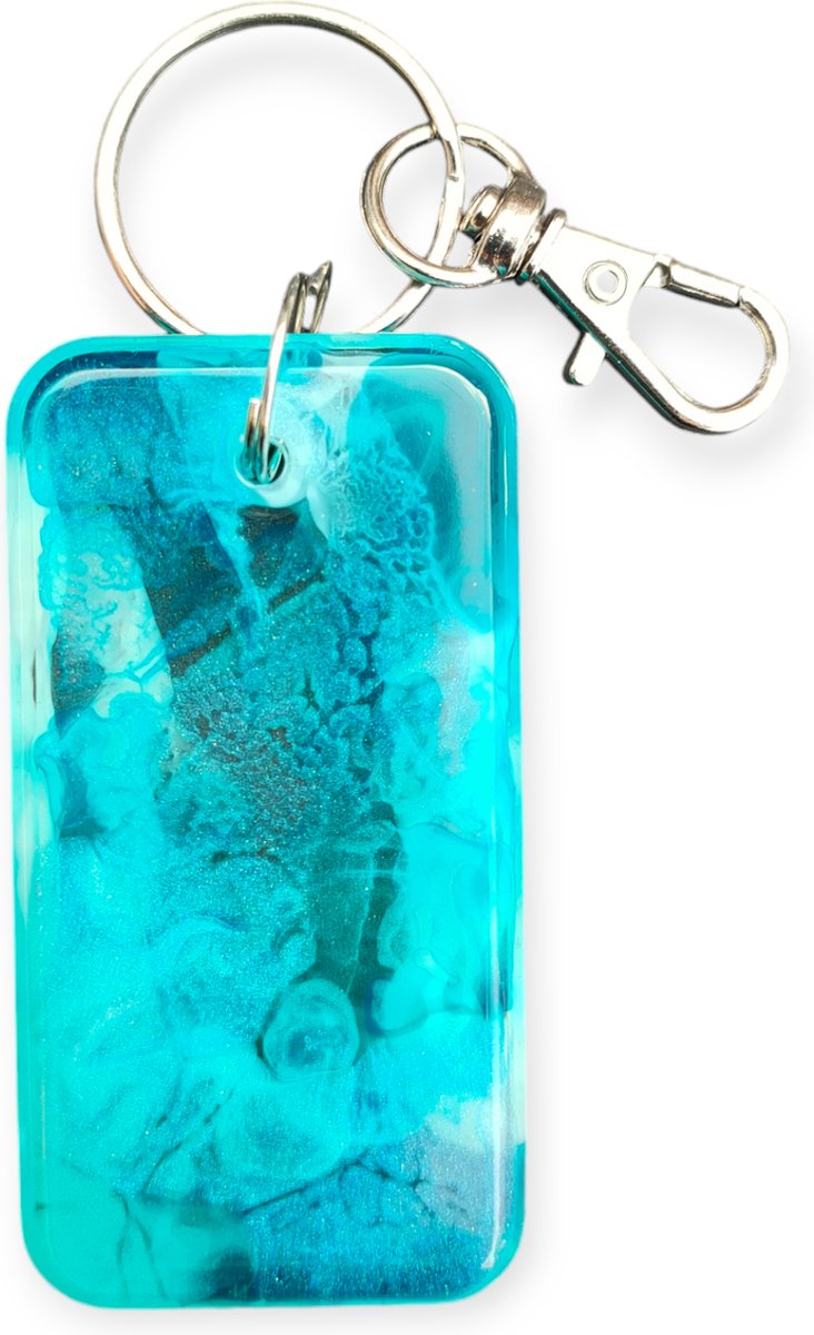 Resin Art JR: Unieke handgemaakte Epoxy Sleutelhanger / Sleuteltag met Karabijnhaak (eventueel te personaliseren)