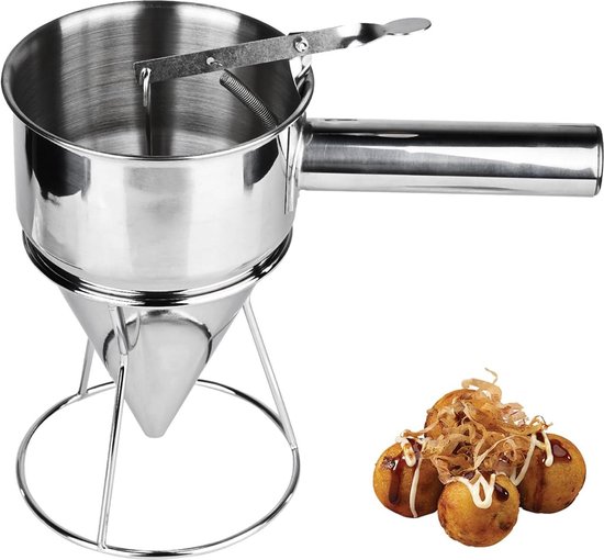 Pannenkoekenbeslag Dispenser, Multi-roestvrijstalen Trechter Cake Dispenser Met Standaard Geweldig Voor Pannenkoek