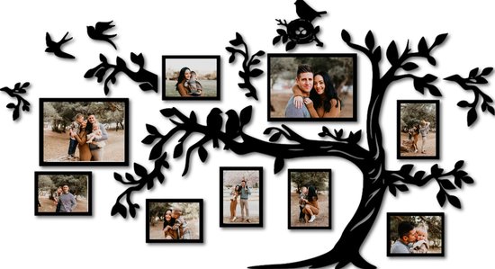 Fotolijst - Fotolijsten - Fotolijst collage - Stamboom fotolijst - Foto - Muurdecoratie - Wanddecoratie woonkamer -Wanddecoratie - Kamer decoratie - Fotorek - Photo frame - Foto wandrek - Foto muur - Valentijn - Moederdag cadeautje - Vaderdag cadeau