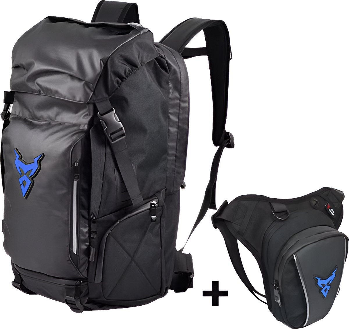 CarryQuest® - Motor Rugzak - Motorfiets Rugzak - Zadeltas Motor 48L - Motorrugzak - Waterdicht - Oxford doek - Ergonomisch ontwerp - Lichtgewicht met Heuptas - Blauw