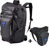 WoYoW®-Sac à dos / sacoche de moto 48L-étanche-tissu Oxford -conception ergonomique-léger avec sac banane - Blauw