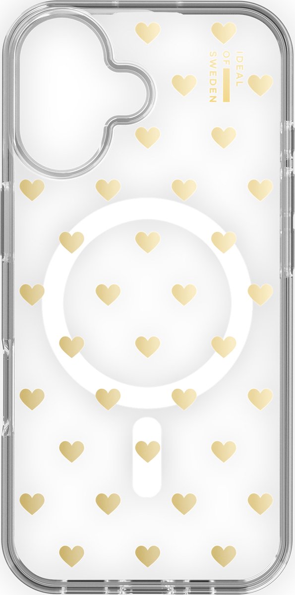 iDeal Of Sweden Clear Case met magnetische ring geschikt voor iPhone 16 Golden Hearts