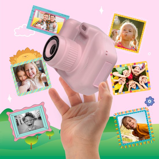 Denver Kindercamera Full HD met Printer - Selfie Camera - 48MP - Digitale Camera Kinderen - Foto en Video - Spelletjes - KPC1370 - Roze