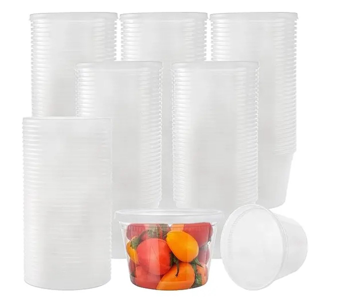 PolkaHome Herbruikbaar 40 BPA-vrije plastic bakjes met deksels, voor het bewaren van sauzen, dips, gelei en afhaalmaaltijden. Deze lekvrije containers van 50 ml zijn perfect voor kleine porties en helpen je voedsel veilig en vers te houden.