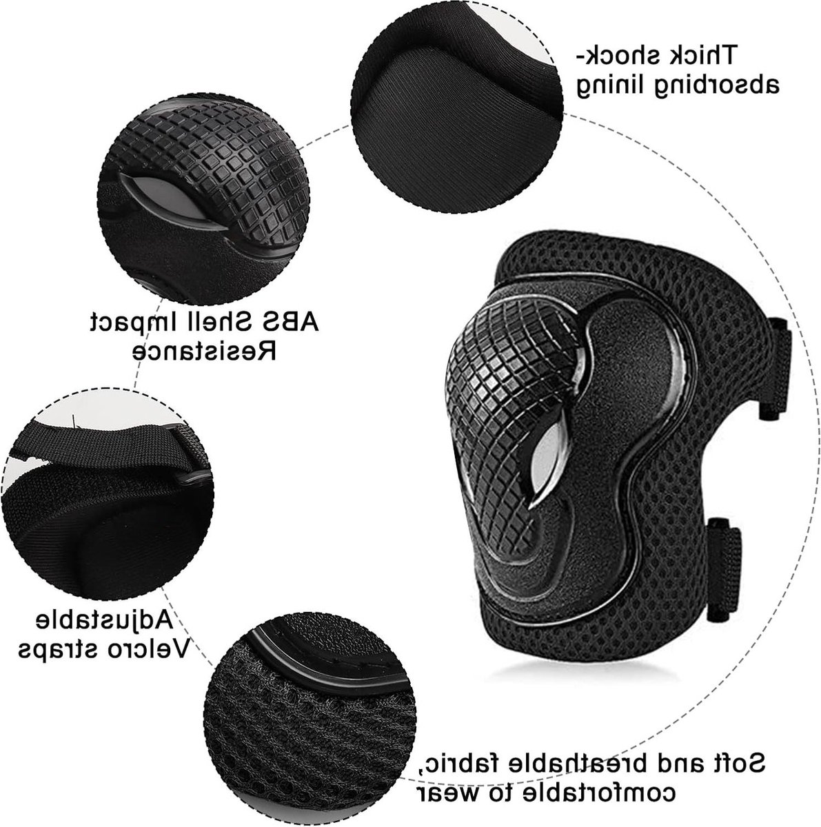 Set De Protections Enfant 6 En 1 – Genoux, Coudes, Poignets – Tailles S/M – Pour Skate, Vélo, Roller – De 3 à 8 Ans