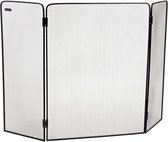 COSTWAY vonkenscherm met schuifdeuren, 89 x 72 cm, vrijstaand metalen haardscherm, vonkbescherming voor open haard, zwart