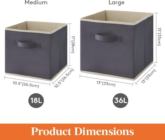 Lifewit 6-pack inklapbare kubus opbergdozen, decoratieve opbergmanden, middelgrote opbergkratten