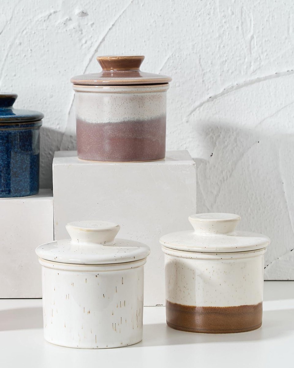 Botervloot met houten deksel, keramische botervloot met botermes, multifunctionele boterbox, porselein, 250 g boterschotel, boterbox, boterbox voor huishouden en keuken (zwart) botervorm