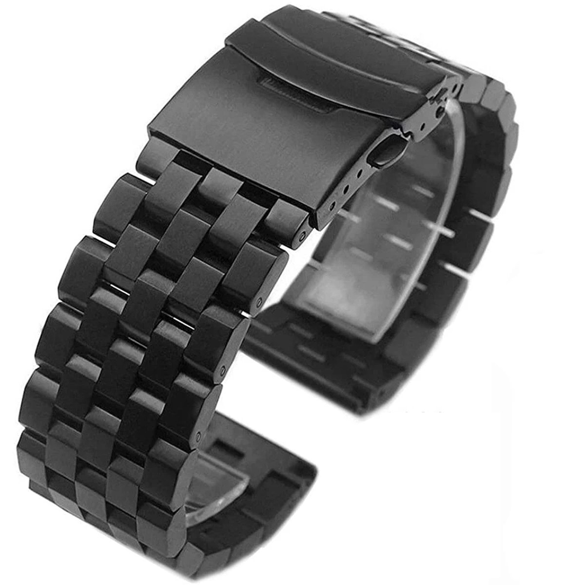 DrPhone SteelCraft PrecisionFit - Metalen 22mm Horlogeband - Druk sluiting - Universeel + Aanpaskit - Zwart