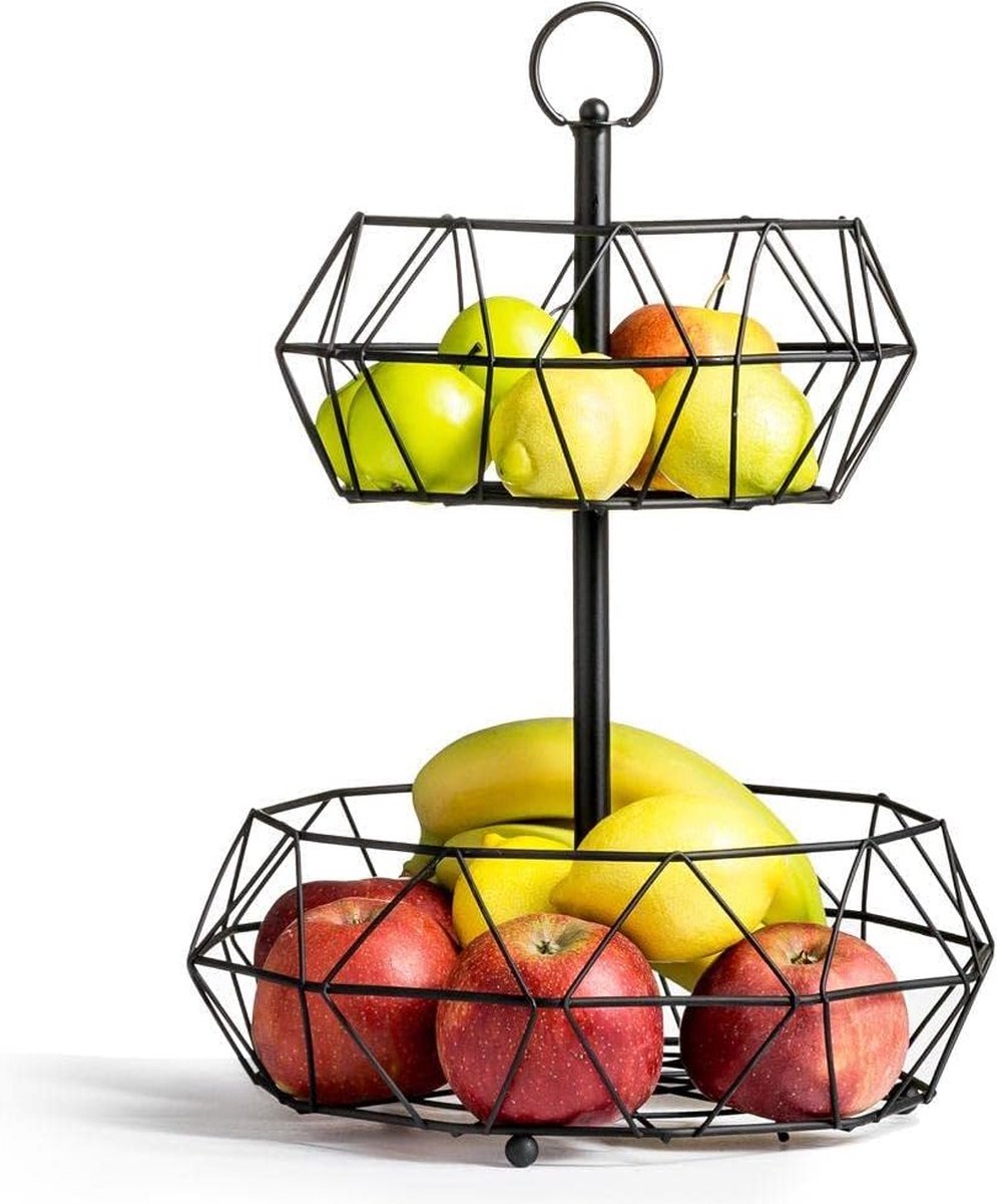 verdiepingen, fruitmand, zwart