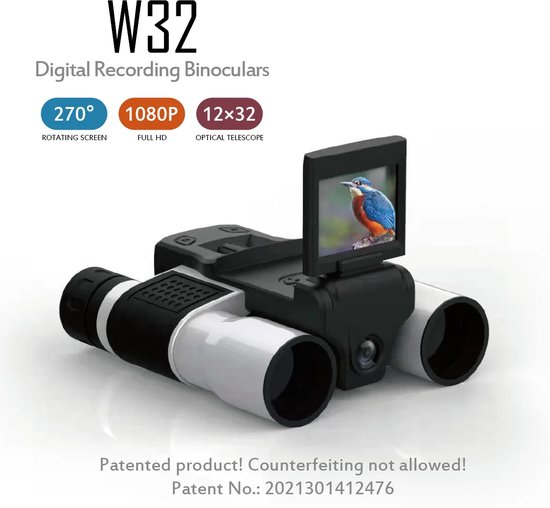 Digital Binoculars With Camera & Video Recording 12 X 32 High Powered 5MP Camcorder For Bird Watching Cameras, Football Binoculars, Concerts Hunting 2.4" LCD Display Screen, Night Vision Zoom (Black
