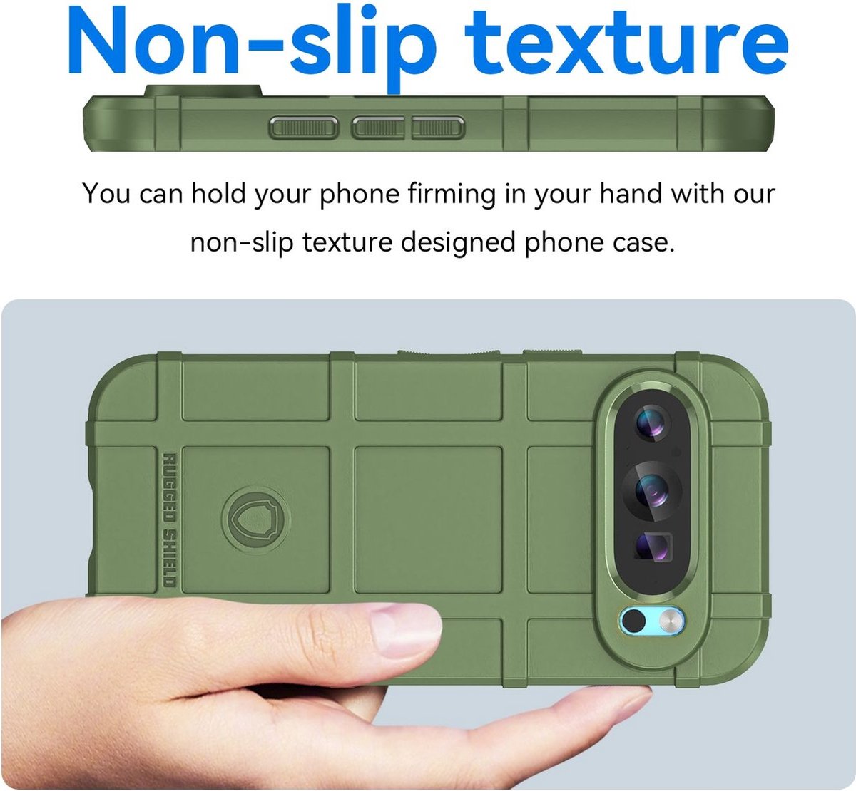 Mobigear Hoesje geschikt voor Google Pixel 9 Telefoonhoesje Flexibel TPU | Mobigear Rugged Shield Backcover Shockproof | Schokbestendig Pixel 9 Telefoonhoesje | Anti Shock Proof - Groen