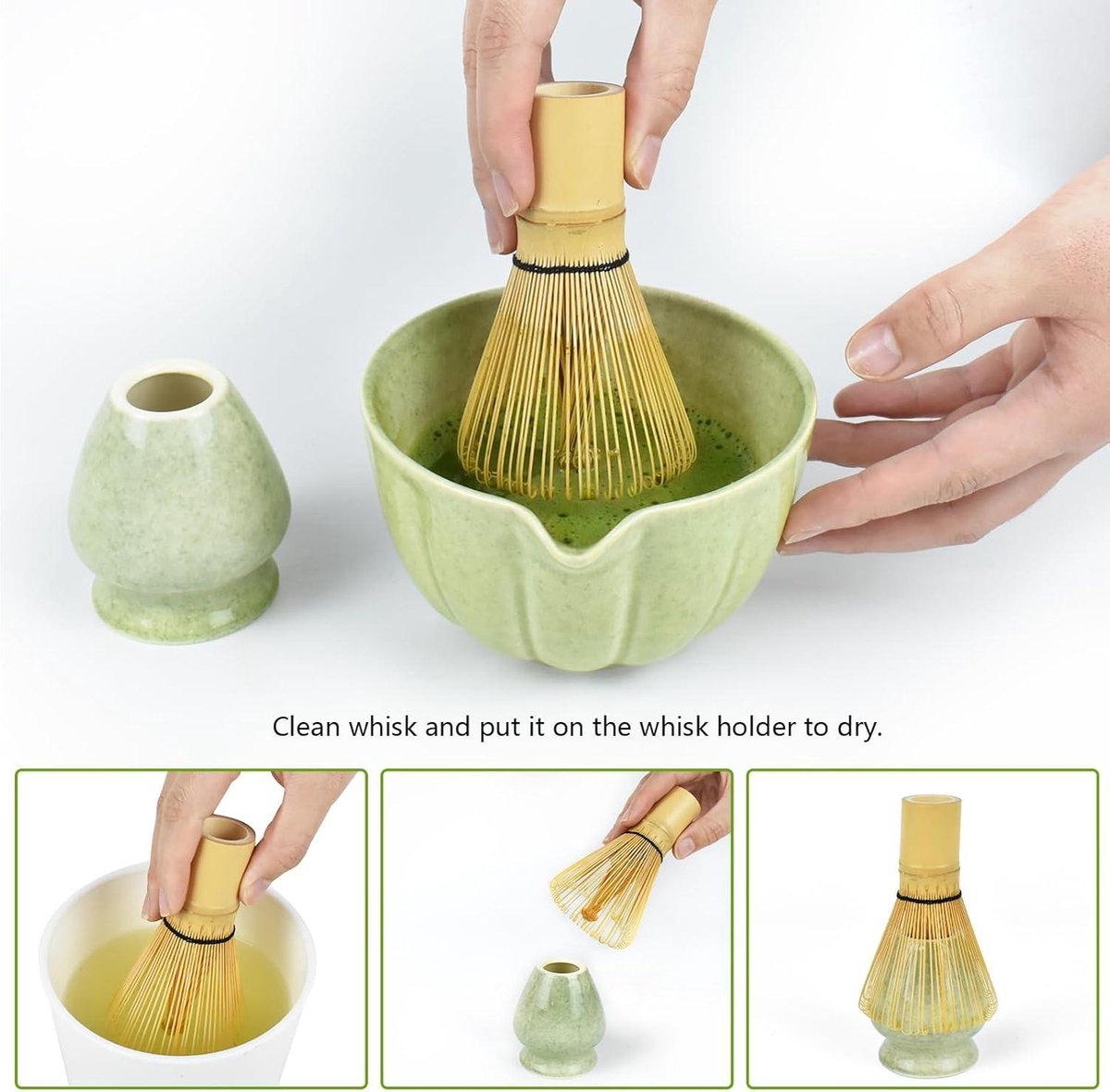 Matcha Kit, Matcha Set Inclusief Matcha Garde, Kom, Lepel en Garde Houder Japanse Theeset Handmatige Matcha Kit voor Theeliefhebbers, Stijl1, Matcha Garde en Bowl