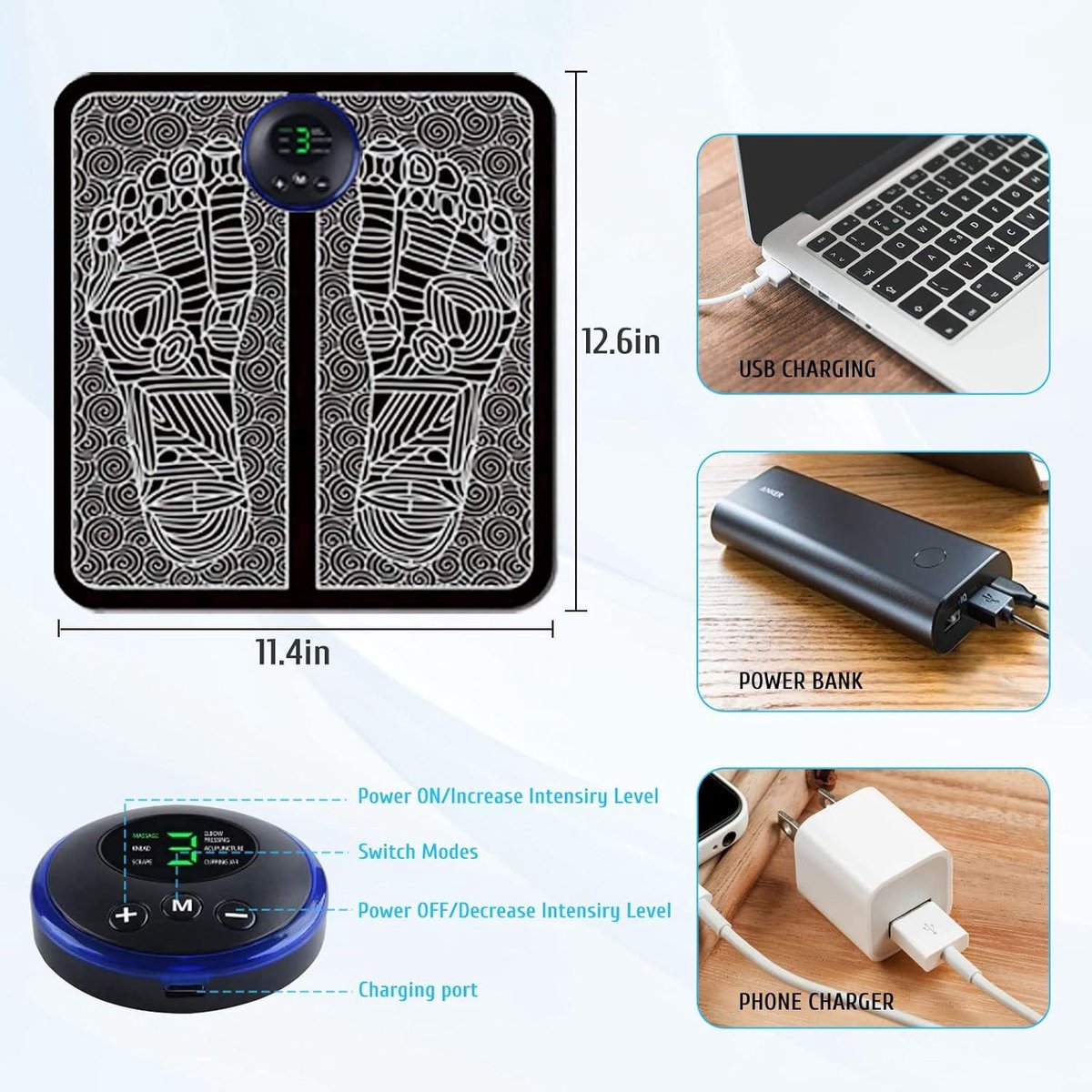 Voetmassageapparaat Elektronische Voetmassager Opvouwbaar 6 - afbeelding 2